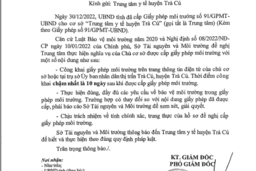 Thông báo về việc thực hiện Giấy phép môi trường của cơ sở "Trung tâm Y tế huyện Trà Cú"