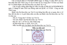 Thông Báo Về việc thay đổi tên đơn vị, giới thiệu mẫu con dấu của Bệnh viện Đa khoa khu vực Trà Cú